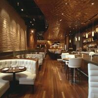 AI generated Modern interior design transforms dining into an upscale, trendy experience for discerning patrons photo