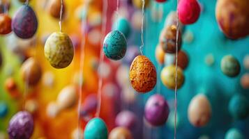 AI generated Create a festive mood with a captivating photo of Easter eggs cascading down