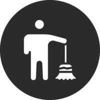 Man Sweeping Floor Vector Icon