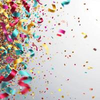 AI generated confetti poster template with large copy space for text photo