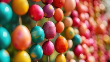 AI generated Create a festive mood with a captivating photo of Easter eggs cascading down