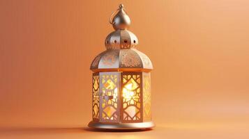 AI generated Lantern with burning candle. Ramadan Kareem background photo