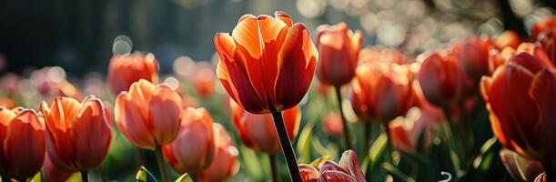 AI generated orange tulips on background photo