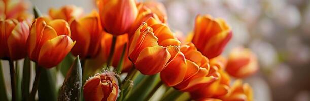 AI generated orange tulips on background photo