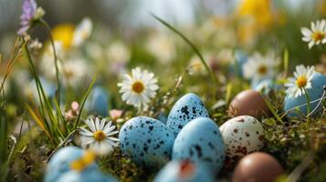 AI generated Easter with an explosion of blooming flowers complemented photo