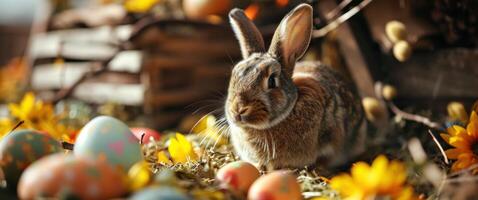 ai generado Pascua de Resurrección es un genial razón a tener conejos para Pascua de Resurrección foto
