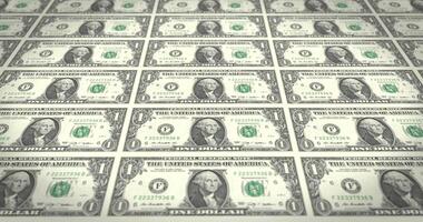 Banknotes of one american dollar rolling, cash money, loop video