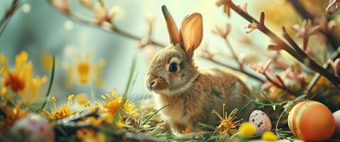 ai generado Pascua de Resurrección es un genial razón a tener conejos para Pascua de Resurrección foto