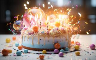 AI generated birthday cake templates and backgrounds photo