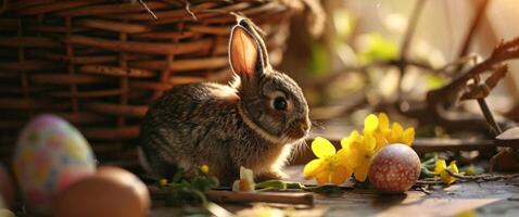 ai generado Pascua de Resurrección es un genial razón a tener conejos para Pascua de Resurrección foto