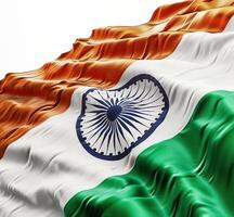 ai generado India bandera en blanco foto