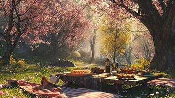 AI generated Spring Picnic Paradise photo