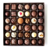 AI generated chocolate box with many chocolates photo