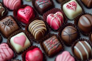 AI generated Valentines day chocolates photo