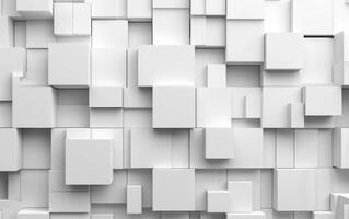AI generated white stacked cube pattern on a white background photo