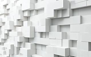AI generated white stacked cube pattern on a white background photo