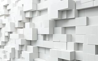 AI generated white stacked cube pattern on a white background photo