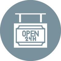 24 Hrs Open Vector Icon