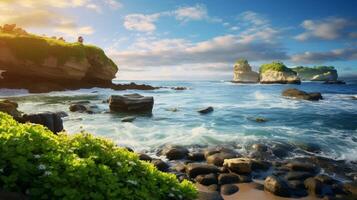 AI generated Ocean Coastal Lifestyle Background photo
