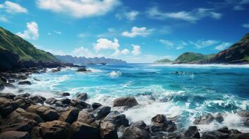 AI generated Ocean Coastline Background photo