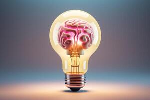 AI generated a light bulb with a brain inside of it, idea concept photo