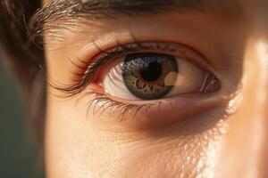 AI generated Close up of an asian young man's eye photo