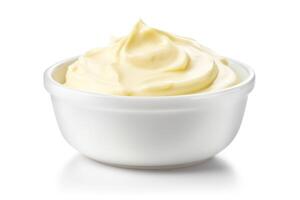 AI generated Yummy mayonnaise isolated on white background photo