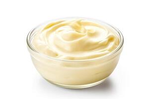 AI generated Yummy mayonnaise isolated on white background photo