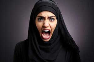 AI generated Woman of Arab appearance who appears to be furious photo