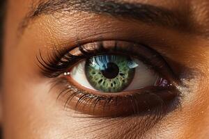 AI generated Close up of an african young woman's eye photo