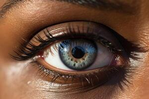 AI generated Close up of an african young woman's eye photo