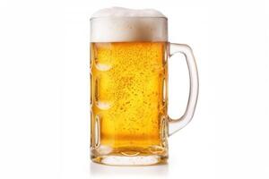 AI generated A beer stein glass fill with beer on white background photo