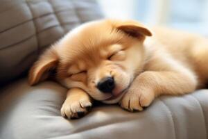 AI generated Charming Puppy Sleeps Peacefully photo