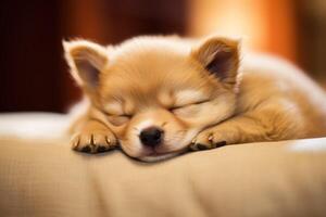 ai generado encantador perrito duerme pacíficamente foto