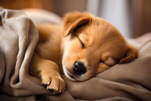 AI generated Charming Puppy Sleeps Peacefully photo