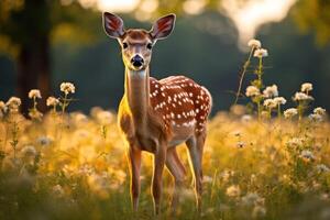 AI generated Graceful Deer in Meadow photo