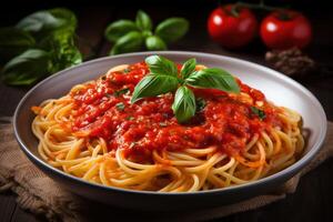 AI generated Italian Pasta and Tomato Sauce photo