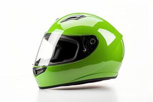 AI generated a green motorcycle helmet on white background photo