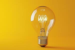 AI generated an electric bulb on a yellow background photo