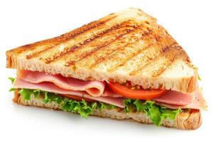 AI generated A half toasted ham and tomato sandwich isolated on white photo