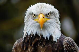 AI generated Shot of an eagle stoic gaze epitomizing the spirit of the untamed wilderness photo