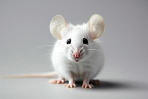 AI generated A white Mouse standing in solid background photo