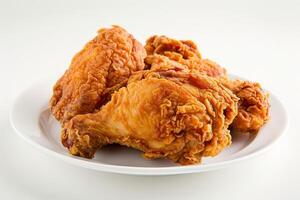 AI generated photo of fried chicken on the plate, clean white background