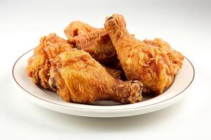 AI generated photo of fried chicken on the plate, clean white background