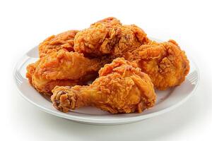 AI generated photo of fried chicken on the plate, clean white background