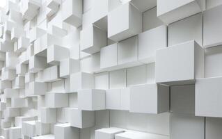 AI generated white stacked cube pattern on a white background photo