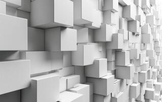 AI generated white stacked cube pattern on a white background photo