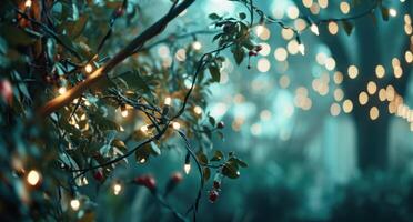 AI generated holiday lights on a string. photo