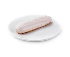 One delicious eclair covered with glaze photo