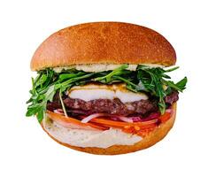 big and tasty burger with arugula photo